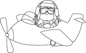 Black And White Girl Flying An Airplane Clip Art Black And White Girl Flying An Airplane Image Black And White Girl Black And White Clip Art