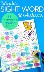 Editable Sight Word Worksheets For 38 Different Themes Sight Word Worksheets Sight Words Sight Words List