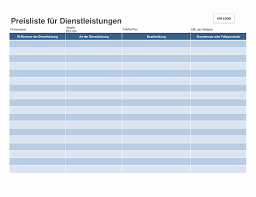 Leere zellen können durch einen einfachen abstand erzeugt werden; Preisliste Fur Dienstleistungen