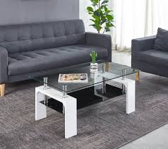 Ein hochwertiger glastisch ist ein stilvoller hingucker im wohnzimmer oder esszimmer und zieht wegen seiner ansprechenden optik und klaren formensprache alle blicke auf sich. Mobilia Couchtisch 100x80 Cm Mit Ablageboden Weiss Mit Schwarz Hochglanzlackiert Glastisch Wohnzimmer