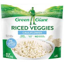 One bag of frozen cauliflower rice replaces medium head of cauliflower. Green Giant Riced Veggies Cauliflower