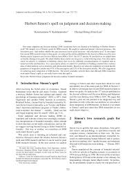 Pdf Herbert Simon S Spell On Judgment And Decision Making