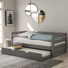 Savings spotlights · everyday low prices · curbside pickup Solid Wood Frame Twin Daybed With Pull Out Trundle Captains Bed Twin Bed Frame For Kids Grey Buy Online In Botswana At Botswana Desertcart Com Productid 183748820