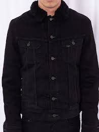Denim Jacket Lee Sherpa Sherpa Black Worn Denim Jacket Mens Lee 47257 Denim Jacket Men Mens Jackets Lee Jeans