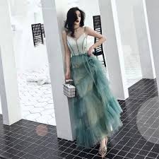 Affordable Sky Blue Summer See Through Evening Dresses 2019 A Line Princess Scoop Neck Sleeveless R In 2020 Green Evening Dress Evening Dresses Cheap Evening Dresses