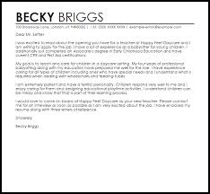 Daycare Job Sample Cover Letter Cover Letter Templates Examples