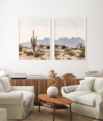 Desert Wall Art Set Desert Printable Cactus Wall Art Etsy Cactus Wall Art Wall Art Sets Landscape Wall Decor