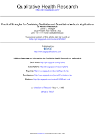 Pdf Practical Strategies For Combining Qualitative And Quantitative Methods Applications To Health Research