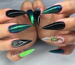 Black And Teal Stiletto Nails Pin Su Trappolina
