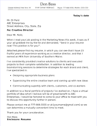 Show you are highly creative. Creative Director Cover Letter Sample