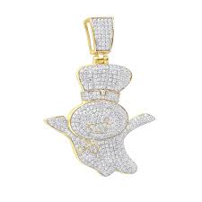 10k gold earring backs and 10k gold earring post; Real Diamond Doughboy Pendant For Men In 10k Gold 1 33ct 407078
