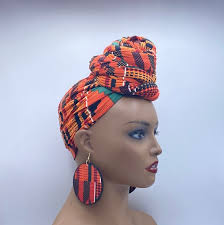 nubiangrace Kente Print Stretch Head Wrap: African Jersey Turban