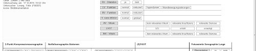 Dieser befundgenerator erzeugt anhand von messwerten und beurteilungen einen echokardiographiebefund. 2