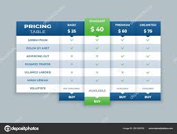 comparison pricing table list vector comparing price banner