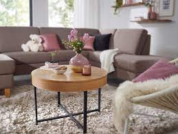 Dadurch bleibt mehr platz auf dem tisch für gläser tassen und andere dinge. Wohnling Design Couchtisch Rund 69 Cm Mit Eichen Optik Tisch Mit Stauraum