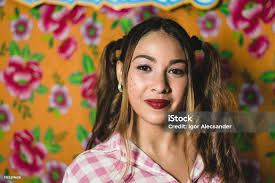 Portrait Young Woman Of Maria Chiquinha In Hair With Costume Of Party June  Stock Photo