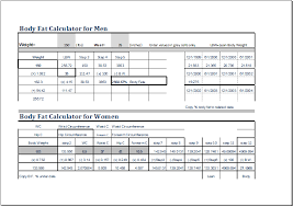 Body Fat Percentage Calculator Template Printable Medical