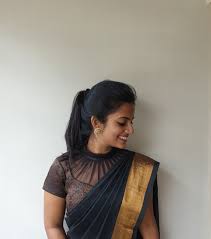 Black Boat Neck Net Tops Black Net High Neck Blouse Trendy Blouse Designs Blouse Designs Silk Saree Blouse Designs