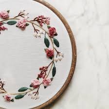Without hesitation, she said about the embroidery stitches on the floral wreath: Flower Wreath Embroidery Pattern