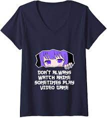 Amazon.com: Womens Watch Anime and Play Video Games Manga Gamer V-Neck  T-Shirt : Clothing, Shoes & Jewelry