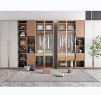 Lacquer Finished Wooden and Glass Doors Custom Made Modern Design Bedroom  Wardrobe Closet