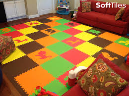 Large Playroom Floor With Softtiles Safari Animals Red Yellow Orange Lime And Brown D158 Playroom Flooring Playroom Safari Animals