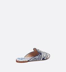 Dior Off Mule Blue Cotton With Dior Around The World Embroidery In 2021 Dior Embroidery Shoes Mules