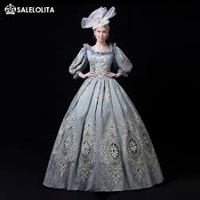 Emas Biru Champagne Bordir 18th Century Rococo Gothic Marie Antoinette Victoria Gaun Pesta Periode Theater Kostum Wanita Gaun Aliexpress