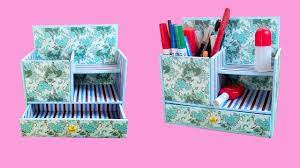 Kerajinan Dari Kardus Cara Mudah Membuat Tempat Pensil Desktop Organizer From Cardboard Youtube Tempat Pensil Ide Kerajinan Kardus