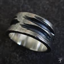 Unusual Silver Ring Rustic Mens Alternative Wedding Sterling Silver Wedding Rings Rings For Men Rustic Wedding Rings