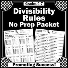 Divisibility Rules Chart Worksheets Teaching Resources Tpt