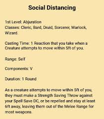A 1st Level Spell To Protect Yourself People Getting Too Close Stay Safe Guys Unearthedarcana