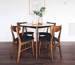 Amazon Com Edloe Finch 5 Piece Round Dining Table Set For 4 Walnut Top Kitchen Di In 2020 Round Dining Table Sets Dining Sets Modern Midcentury Modern Dining Table