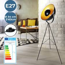 Stehleuchte Tripod Antik Schwarz Gold Stehlampe Standlampe