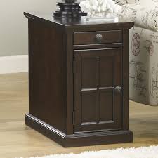 Their unique shape allows them to fit narrower spaces in your home. Signature Design By Ashley Recliner Friend Keytown Chairside End Table With Power Outlets Pull Out Shelf Crowley Furniture Mattress End Tables