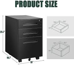 Under desk rolling file cabinet. Bonusall Moblie 3 Drawers File Cabinet With Lock Under Desk Filing Cabinet For Legal Letter A4 F4 Size Anti Tilt Design Rolling File C