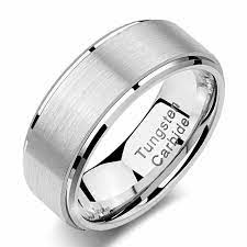Mens Tungsten Carbide Wedding Ring 8mm Silver Color Band Charm Etsy Tungsten Carbide Wedding Rings Wedding Rings 8mm Mens Tungsten