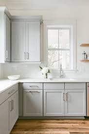 • gray kitchen cabinets are versatile. Dove Gray Kitchen Subway Backsplash Tiles Design Ideas