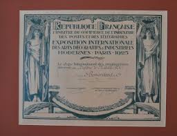 Exposition Internationale Des Arts Décoratifs Et Industriels Modernes 1925 Diplome De Medaille D Or Recu A L Exposition Internationale Des Arts Decoratifs Industriels Modernes A Paris En 1925 Exposition Internationale Art Exposition