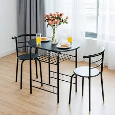 Small glass dining table and 2 chairs. For Small Space Pub Dining Room 2 Chairs And Round Table Set With Iron Frame Arlime 3 Piece Dining Table Set Kitchen Breakfast Compact Table Set With Storage Shelf Apartment Black Bistro Furniture