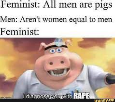 Feminist All Men Are Pigs Men Aren T Women Equal To Men Feminist