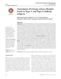 Pdf Assessment Of Urinary Micro Albumin Levels In Type 1