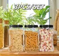 1pc Storage Container, Multipurpose Square Plastic Storage Jars, Reusable  Clear Sealed Containers, For Grain, Nuts, Snack And Candy, Kitchen Organizer