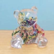 Dried flowers in resin uk. Geometric Teddy Bear With Dried Flowers Resin Statue By The Pea Hive