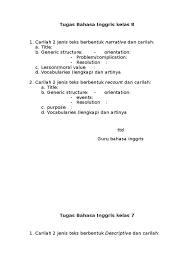 Bahasa inggris — studi dan pengajaran i. Tugas Bahasa Inggris Kelas 7 8