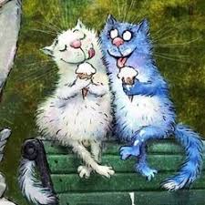 sinie koty riny zenyuk koshachi kartiny illyustracii koshek koshki i kotyata