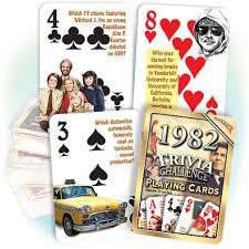 Regardless, you can test your knowledge of the ins and outs of the lives of famous comedians, actors, singers, sports players, and tv personalities in these celebrities trivia questions and answers. Amazon Com Flickback 1982 Trivia Playing Cards Happy Birthday Or Anniversary Toys Games