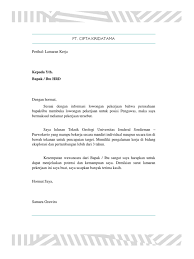 Surat ini diterbitkan untuk menjadi bahan pertimbangan kepada yang bersangkutan untuk melamar pekerjaan baru.semoga saudara irfanbisa memberikan hal yang. Lihat Contoh Surat Lamaran Kerja Di Perusahaan Tambang Batubara Kumpulan Contoh Gambar
