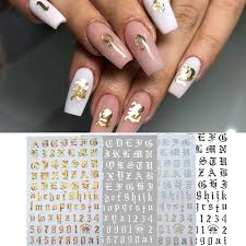 Pintura acrílica dorada marie's 75ml. Nail Art Pegatinas De Calcomania 3d Alfabeto Letras Y Numeros Disenos De Unas Blanco Negro Dorado Acrilico Herramienta Para Unas Pegatinas Y Calcomanias Aliexpress