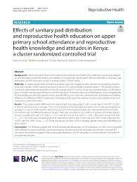 PDF) Effects of sanitary pad distribution and reproductive health education  on upper primary school attendance and reproductive health knowledge and  attitudes in Kenya: a cluster randomized controlled trial